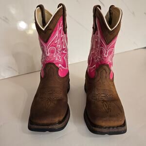 DURANGO LIL' REBEL PRO Pink Tan Sq Toe DWBT093 Child Size 9M